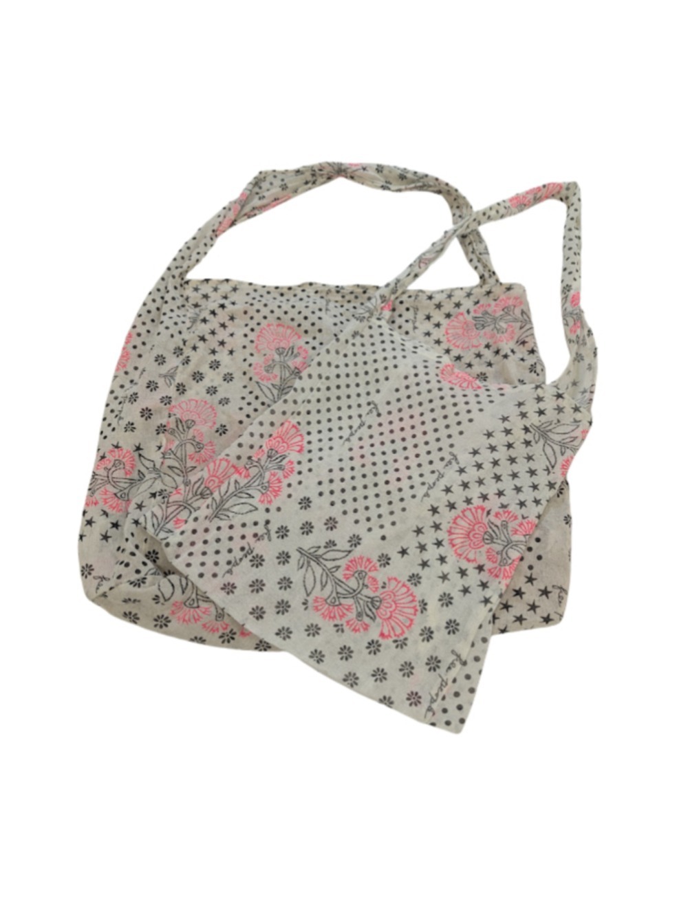 Free People Reusable Tote Bag Set Boho Floral Market Bundle Eco Cotton Shopper